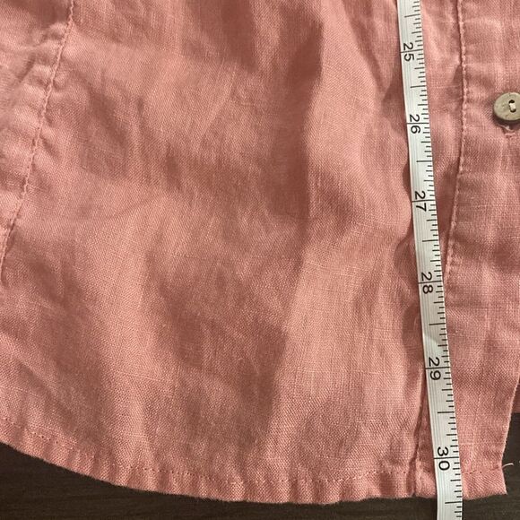 Soft Surroundings button down small 100% linen 3/4 sleeve pink salmon color - Picture 8 of 8